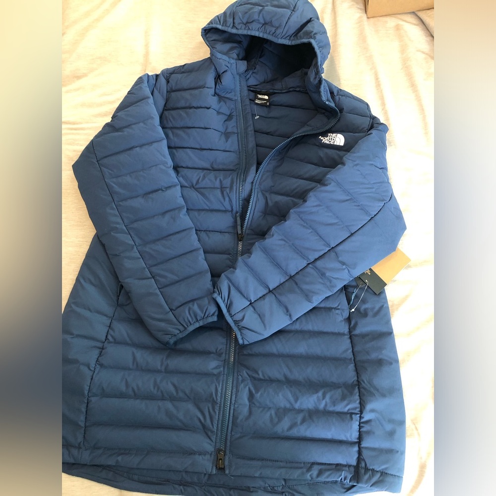 The north face long down puffer coat blue NWT